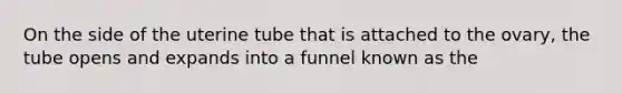 On the side of the uterine tube that is attached to the ovary, the tube opens and expands into a funnel known as the