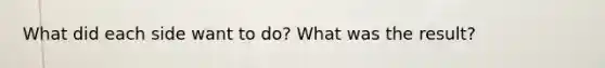 What did each side want to do? What was the result?