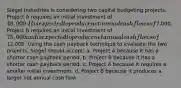 Siegel Industries is considering two capital budgeting projects. Project A requires an initial investment of 48,000. It is expected to produce net annual cash flows of7,000. Project B requires an initial investment of 75,000 and is expected to produce net annual cash flows of12,000. Using the cash payback technique to evaluate the two projects, Siegel should accept: a. Project A because it has a shorter cash payback period. b. Project B because it has a shorter cash payback period. c. Project A because it requires a smaller initial investment. d. Project B because it produces a larger net annual cash flow.