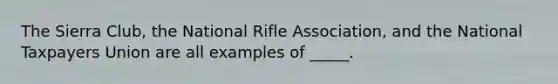 The Sierra Club, the National Rifle Association, and the National Taxpayers Union are all examples of _____.