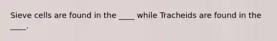 Sieve cells are found in the ____ while Tracheids are found in the ____.