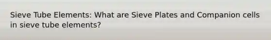 Sieve Tube Elements: What are Sieve Plates and Companion cells in sieve tube elements?