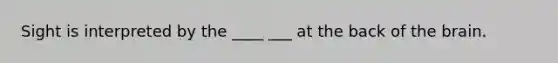Sight is interpreted by the ____ ___ at the back of the brain.