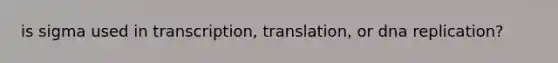 is sigma used in transcription, translation, or dna replication?