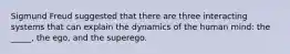 Sigmund Freud suggested that there are three interacting systems that can explain the dynamics of the human mind: the _____, the ego, and the superego.