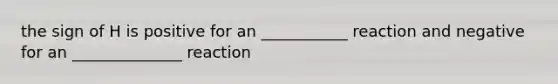 the sign of H is positive for an ___________ reaction and negative for an ______________ reaction