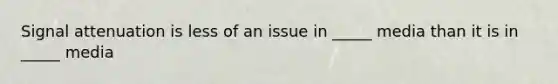 Signal attenuation is less of an issue in _____ media than it is in _____ media