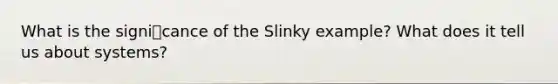 What is the signicance of the Slinky example? What does it tell us about systems?