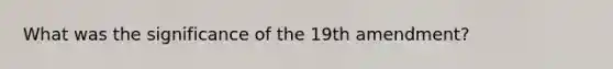 What was the significance of the 19th amendment?