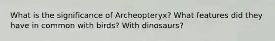 What is the significance of Archeopteryx? What features did they have in common with birds? With dinosaurs?