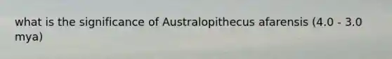 what is the significance of Australopithecus afarensis (4.0 - 3.0 mya)