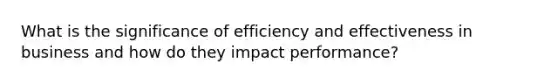 What is the significance of efficiency and effectiveness in business and how do they impact performance?