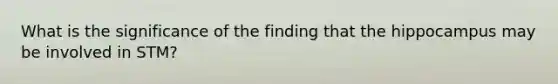 What is the significance of the finding that the hippocampus may be involved in STM?