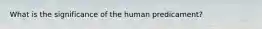 What is the significance of the human predicament?