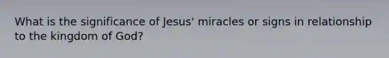 What is the significance of Jesus' miracles or signs in relationship to the kingdom of God?