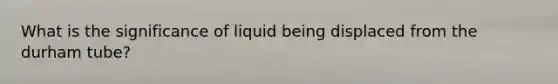 What is the significance of liquid being displaced from the durham tube?