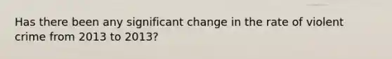 Has there been any significant change in the rate of violent crime from 2013 to 2013?