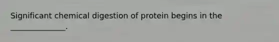 Significant chemical digestion of protein begins in the ______________.