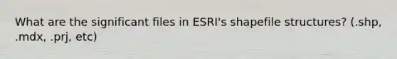 What are the significant files in ESRI's shapefile structures? (.shp, .mdx, .prj, etc)