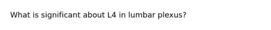 What is significant about L4 in lumbar plexus?