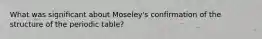 What was significant about Moseley's confirmation of the structure of the periodic table?