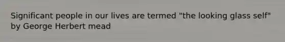 Significant people in our lives are termed "the looking glass self" by George Herbert mead