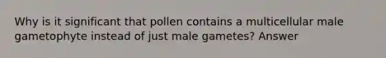 Why is it significant that pollen contains a multicellular male gametophyte instead of just male gametes? Answer