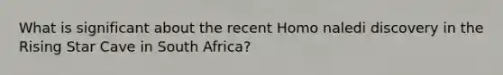 What is significant about the recent Homo naledi discovery in the Rising Star Cave in South Africa?