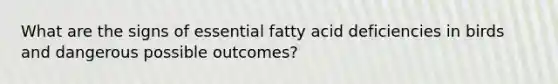 What are the signs of essential fatty acid deficiencies in birds and dangerous possible outcomes?