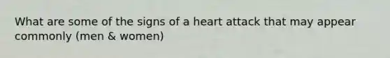 What are some of the signs of a heart attack that may appear commonly (men & women)