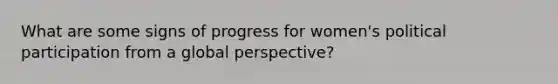 What are some signs of progress for women's political participation from a global perspective?