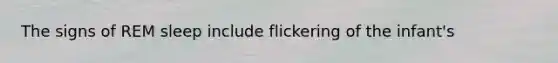 The signs of REM sleep include flickering of the infant's