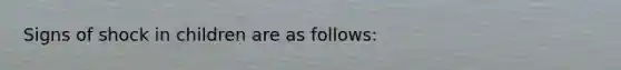 Signs of shock in children are as follows: