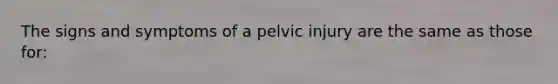 The signs and symptoms of a pelvic injury are the same as those for: