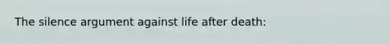 The silence argument against life after death: