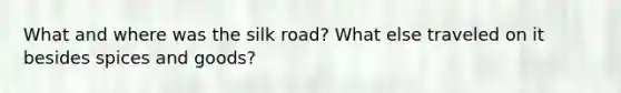 What and where was the silk road? What else traveled on it besides spices and goods?