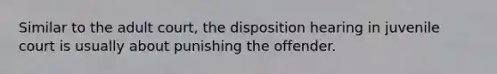 Similar to the adult court, the disposition hearing in juvenile court is usually about punishing the offender.