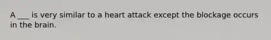 A ___ is very similar to a heart attack except the blockage occurs in the brain.