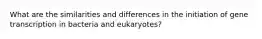 What are the similarities and differences in the initiation of gene transcription in bacteria and eukaryotes?