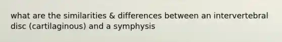 what are the similarities & differences between an intervertebral disc (cartilaginous) and a symphysis