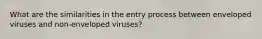 What are the similarities in the entry process between enveloped viruses and non-enveloped viruses?