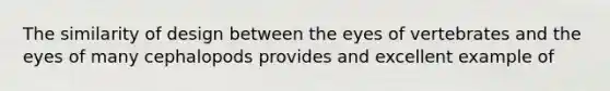 The similarity of design between the eyes of vertebrates and the eyes of many cephalopods provides and excellent example of