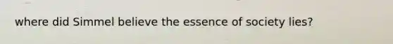 where did Simmel believe the essence of society lies?