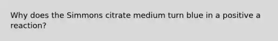 Why does the Simmons citrate medium turn blue in a positive a reaction?