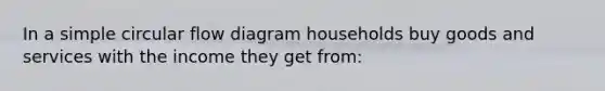 In a simple circular flow diagram households buy goods and services with the income they get from: