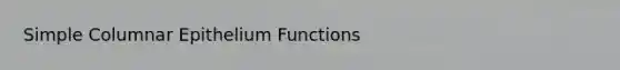 Simple Columnar Epithelium Functions