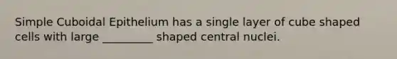 Simple Cuboidal Epithelium has a single layer of cube shaped cells with large _________ shaped central nuclei.
