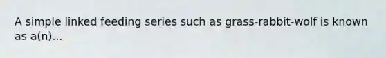 A simple linked feeding series such as grass-rabbit-wolf is known as a(n)...