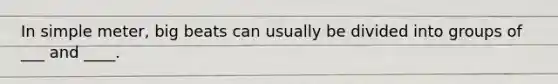In simple meter, big beats can usually be divided into groups of ___ and ____.