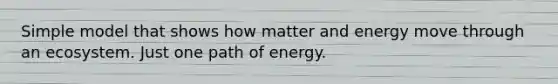 Simple model that shows how matter and energy move through an ecosystem. Just one path of energy.